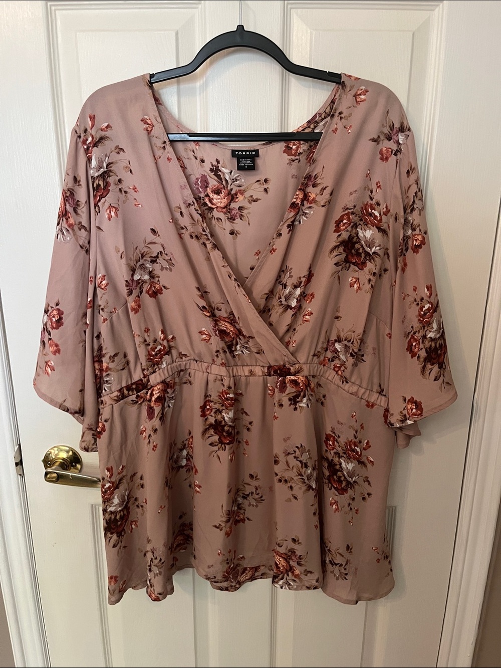 torrid Mauve Rose Floral Wrap-Style Blouse